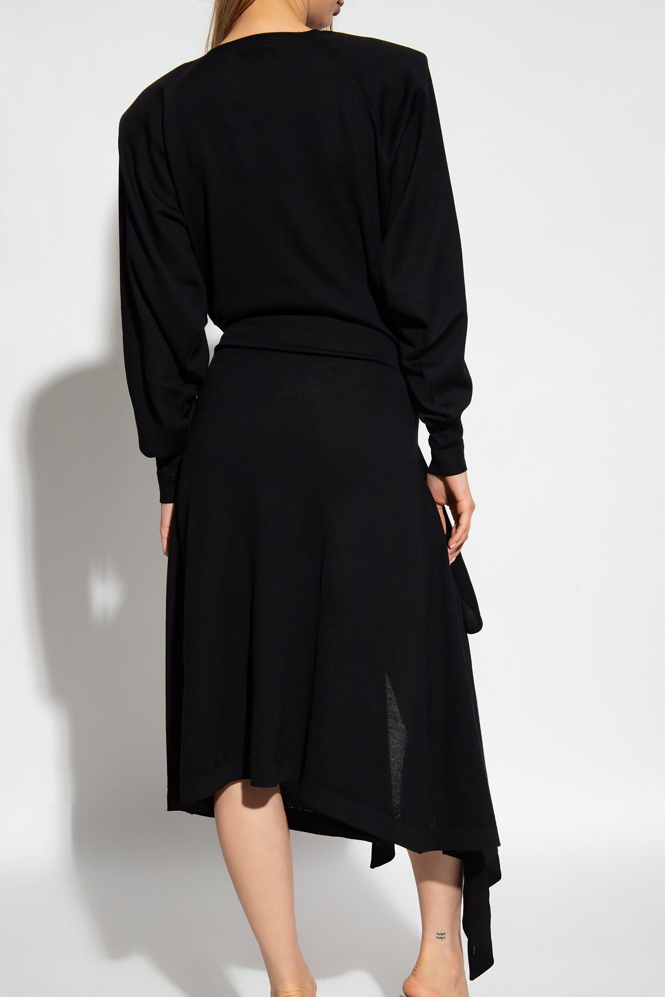 Attico The Woman Midi Dress Black Size 4 Wool In Black