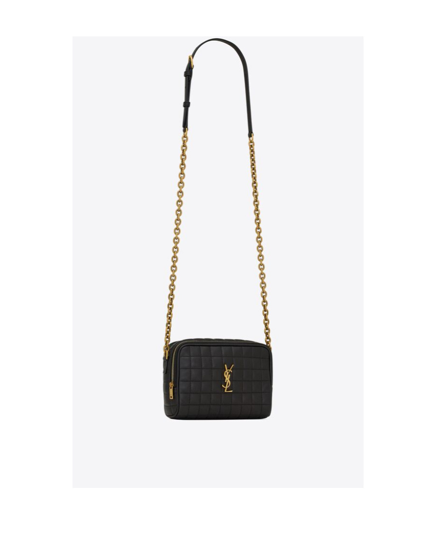 Saint Laurent Women Small Envelope Quilted Grain Leather Bag In Black