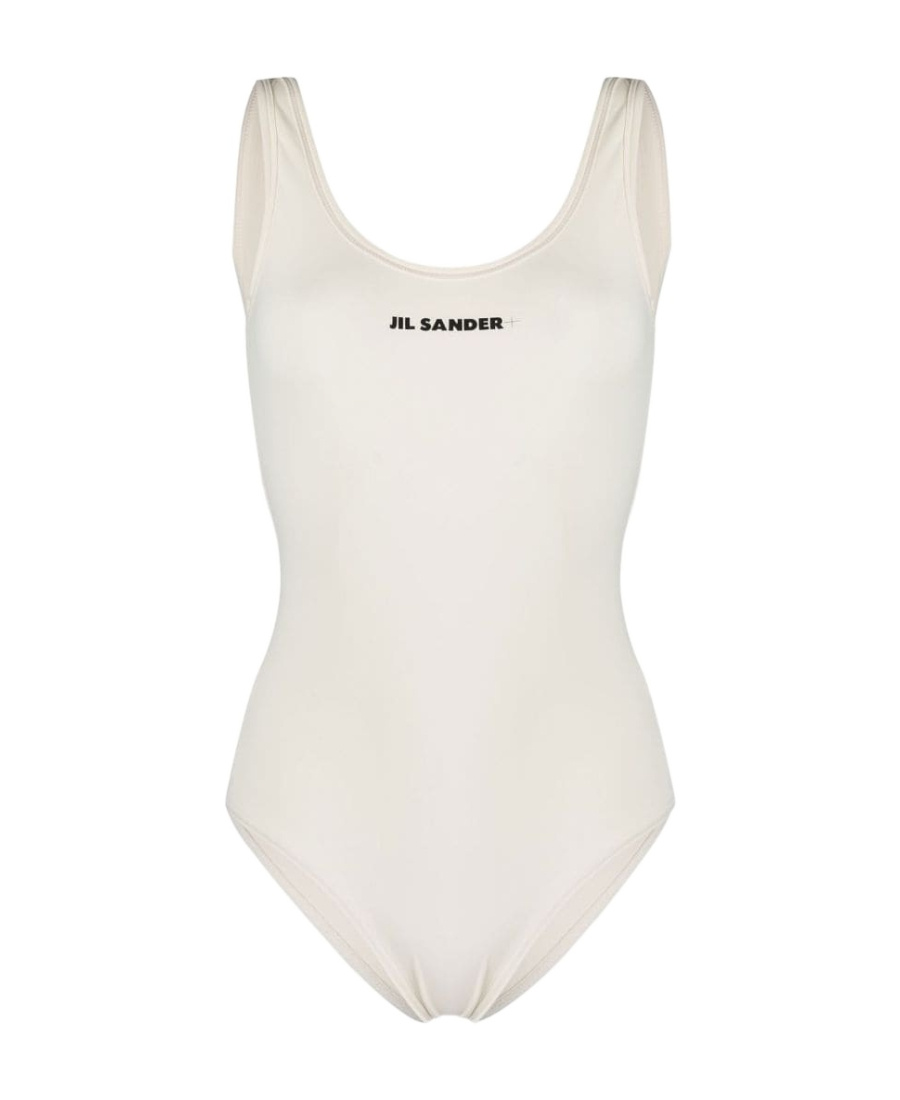 Jil Sander Logo Printed One-piece Swimsuit In White