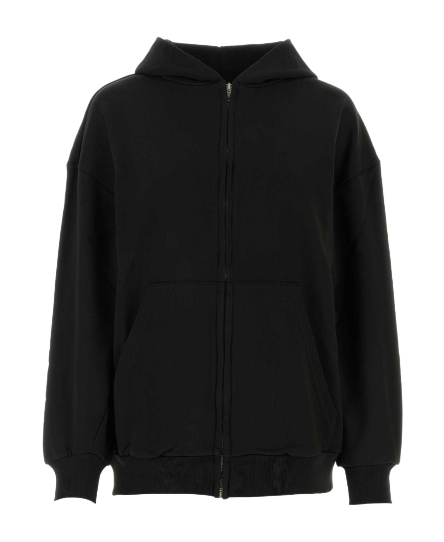 Balenciaga Washed Black Flipped Uni Regular Fit Zip Hoodie In Black