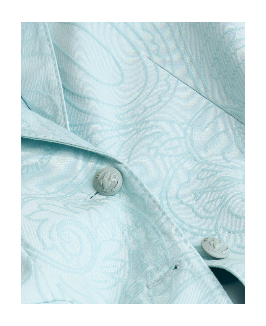 Etro Jacquard Cotton Blend Jacket With Paisley Pattern In Blue