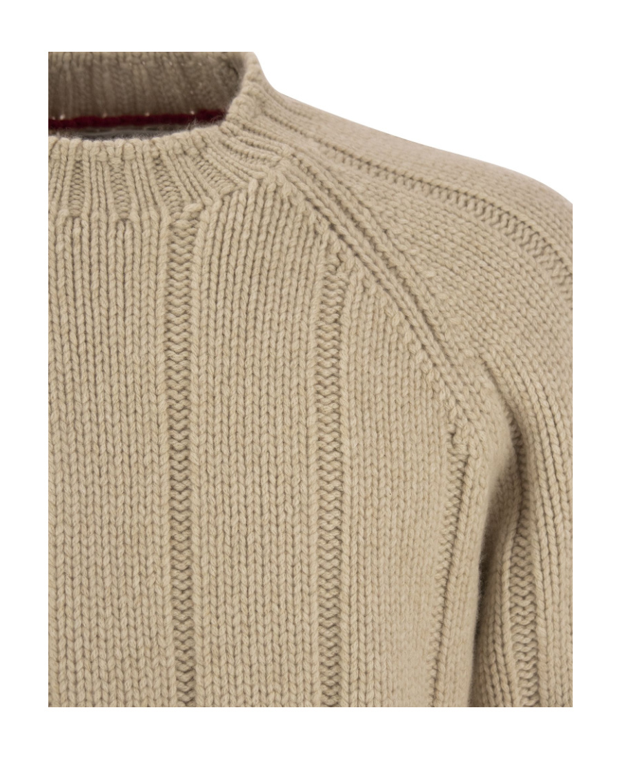 Brunello Cucinelli Men's Flat-ribbed Cashmere Sweater In Nude