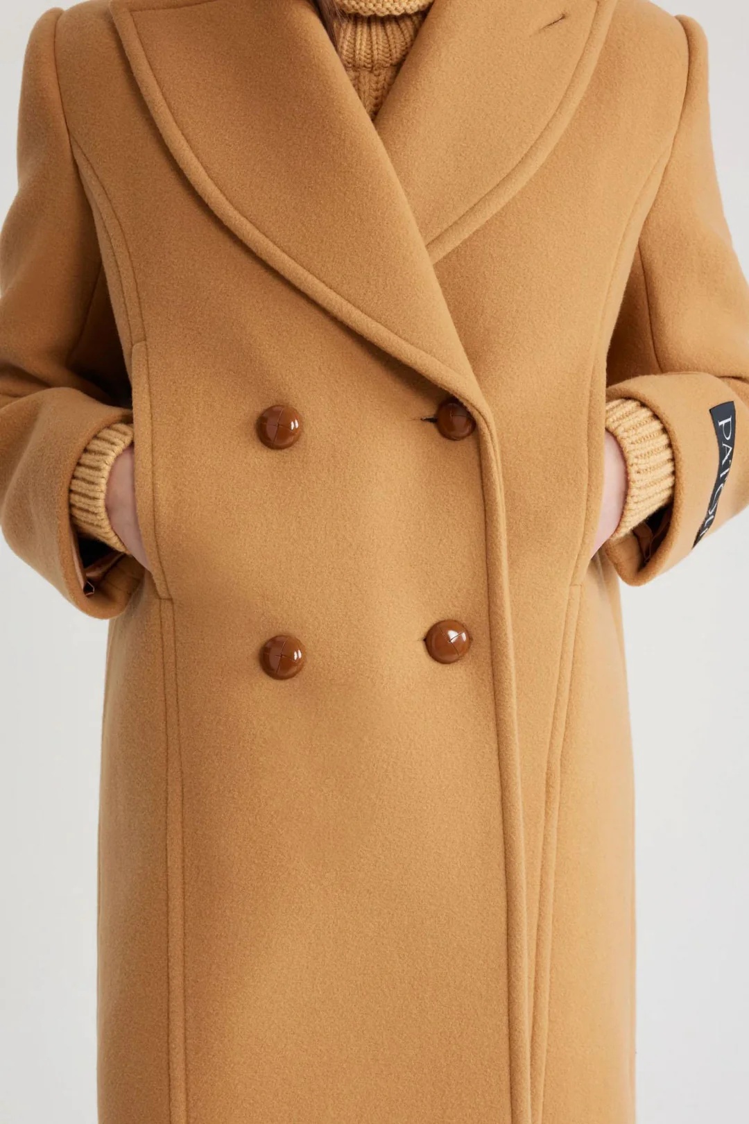 Patou Double-breasted Coat In Brown