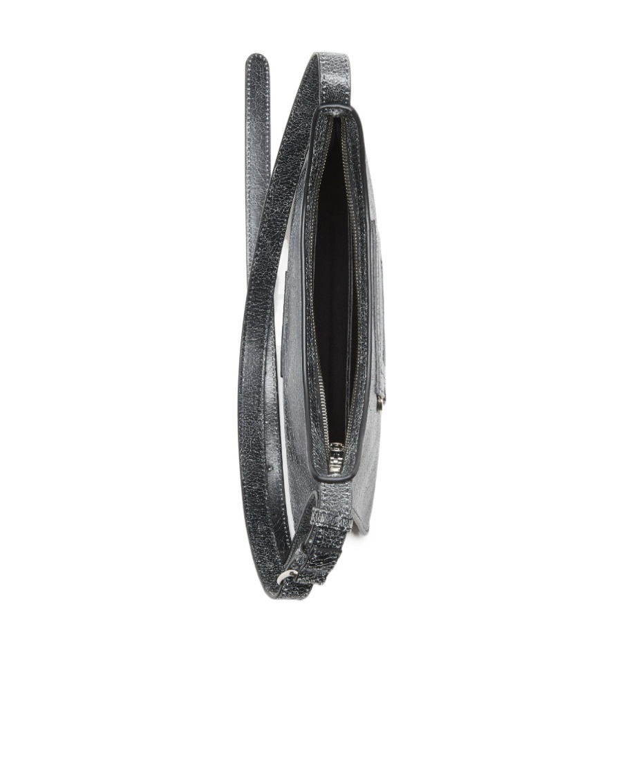 Acne Studios Black Shoulder Bag With Cracked Leather Finish In Black