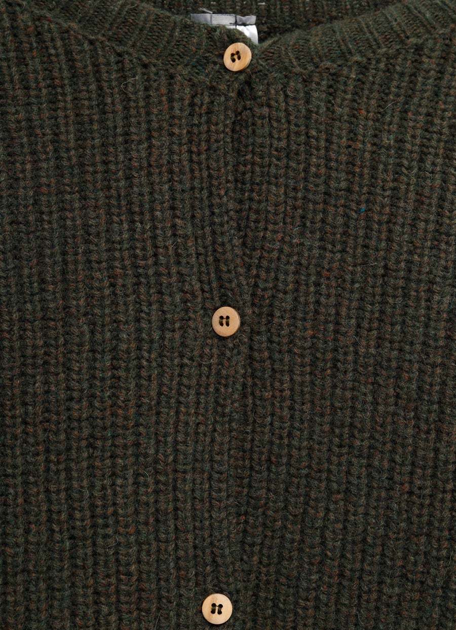 Baserange Fisherman's-knit Cardigan In Green
