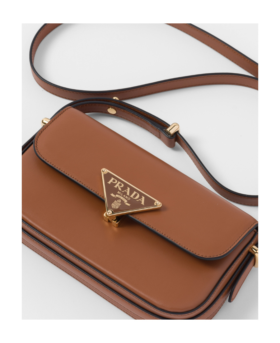 Prada Leather Shoulder Bag In Brown