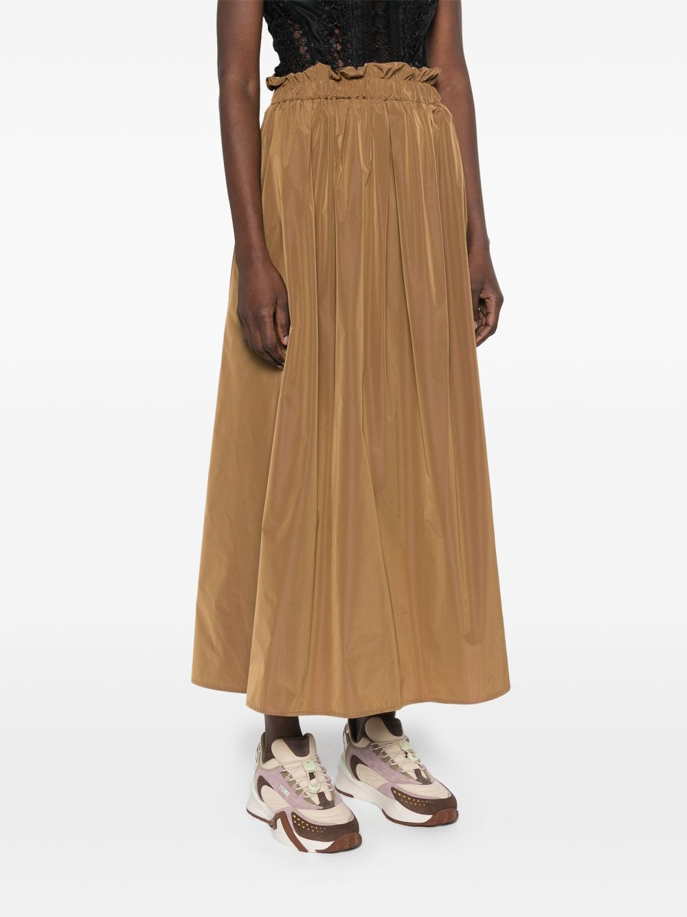 Herno Elasticated-waistband Maxi Skirt In Brown