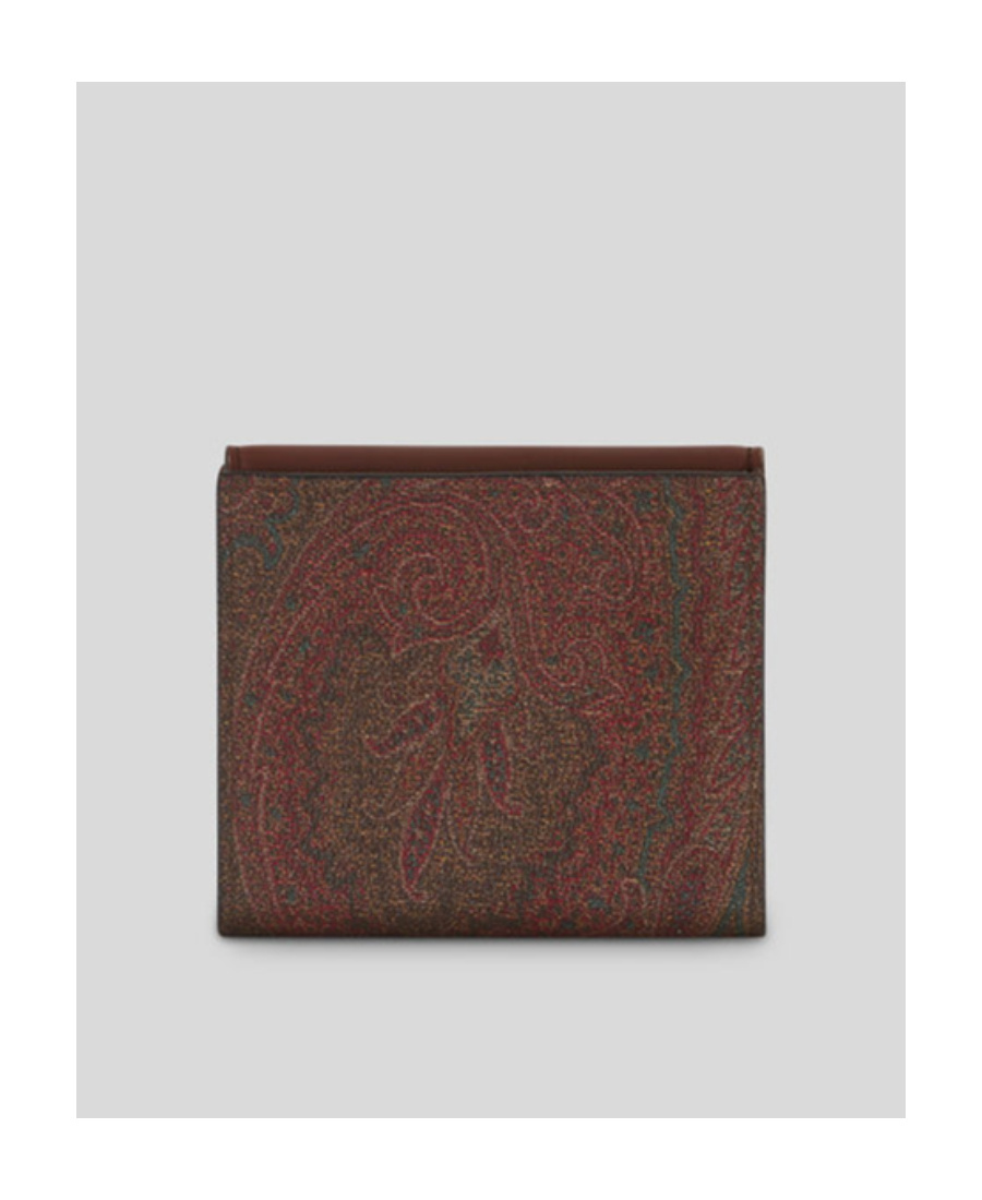 Etro Paisley-jacquard Leather Wallet In Red
