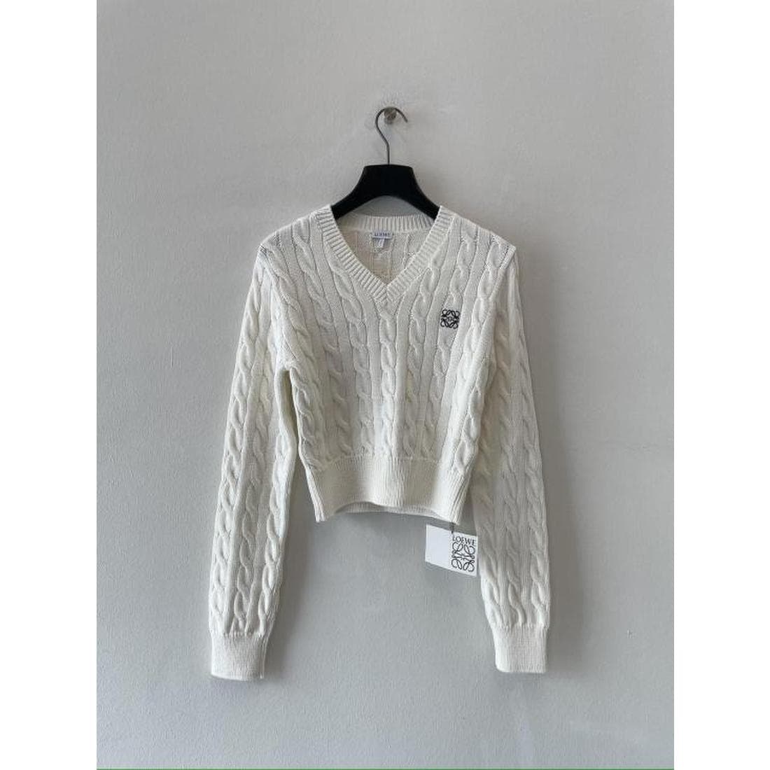 Loewe Logo Crop Sweater In White