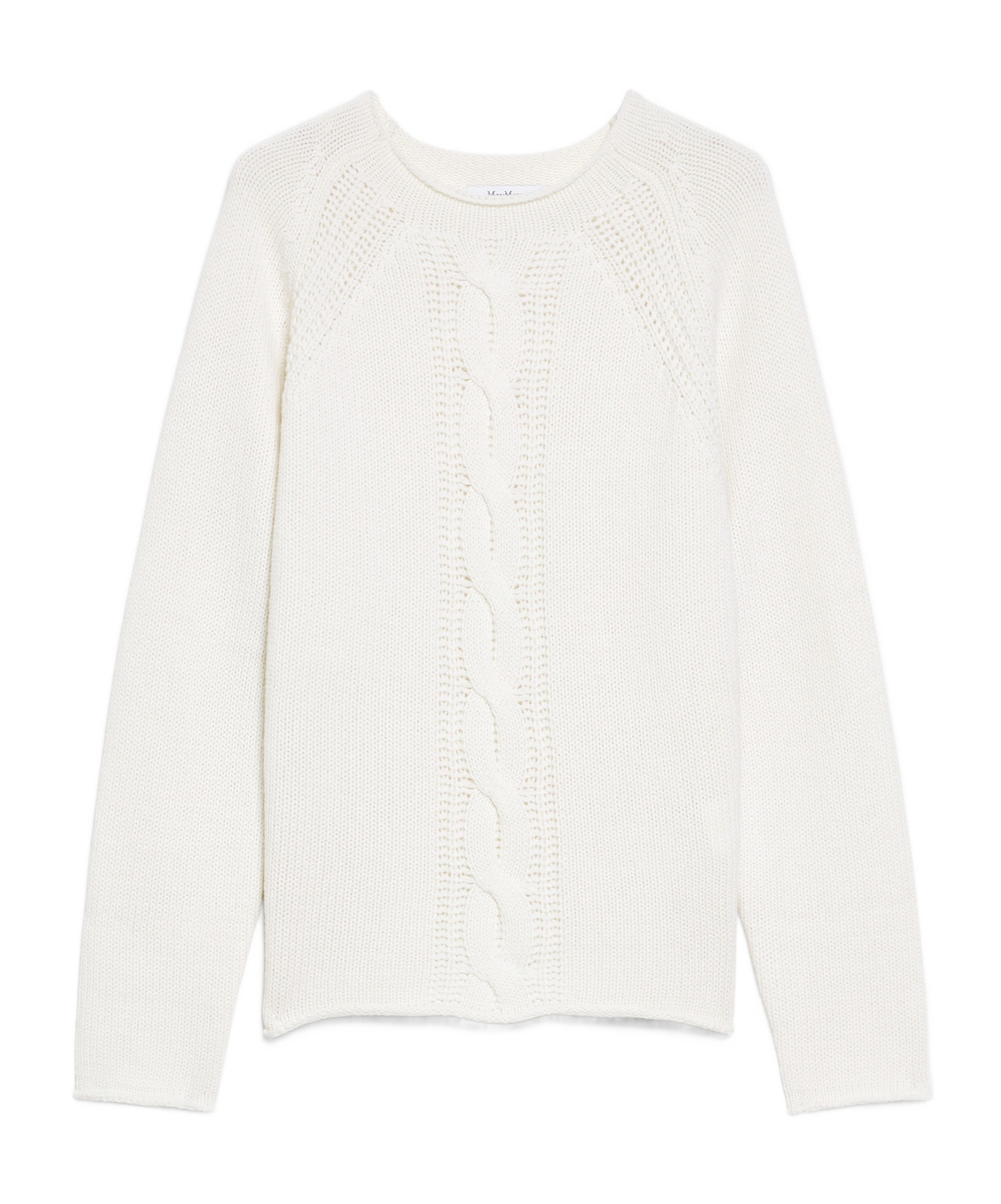 Max Mara Long-sleeved Cashmere Sweater In White