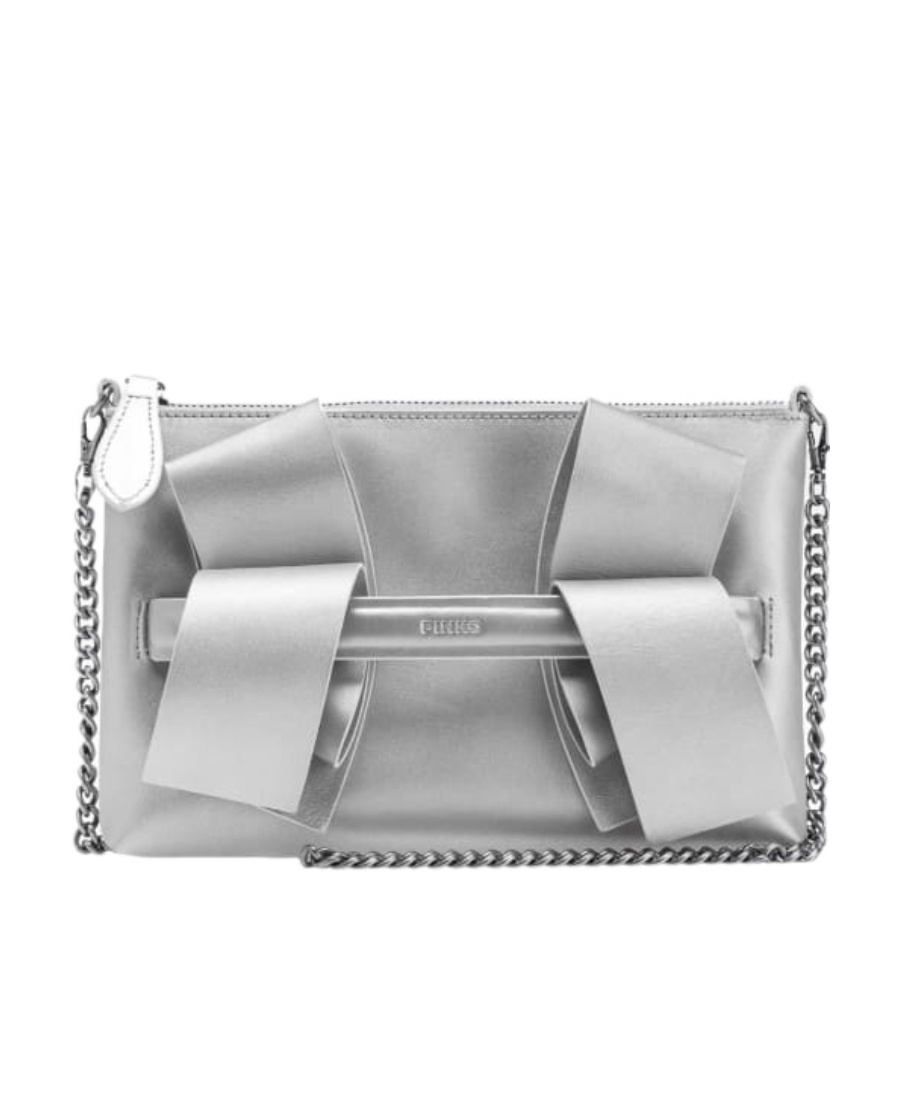 Pinko Chain Shoulder Bag In Gray