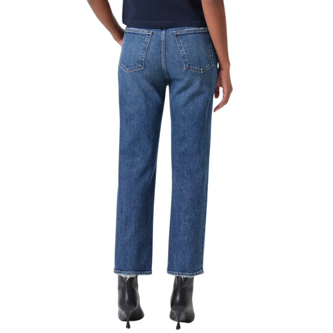 Agolde Denim Trousers With Belt Loops In Blue