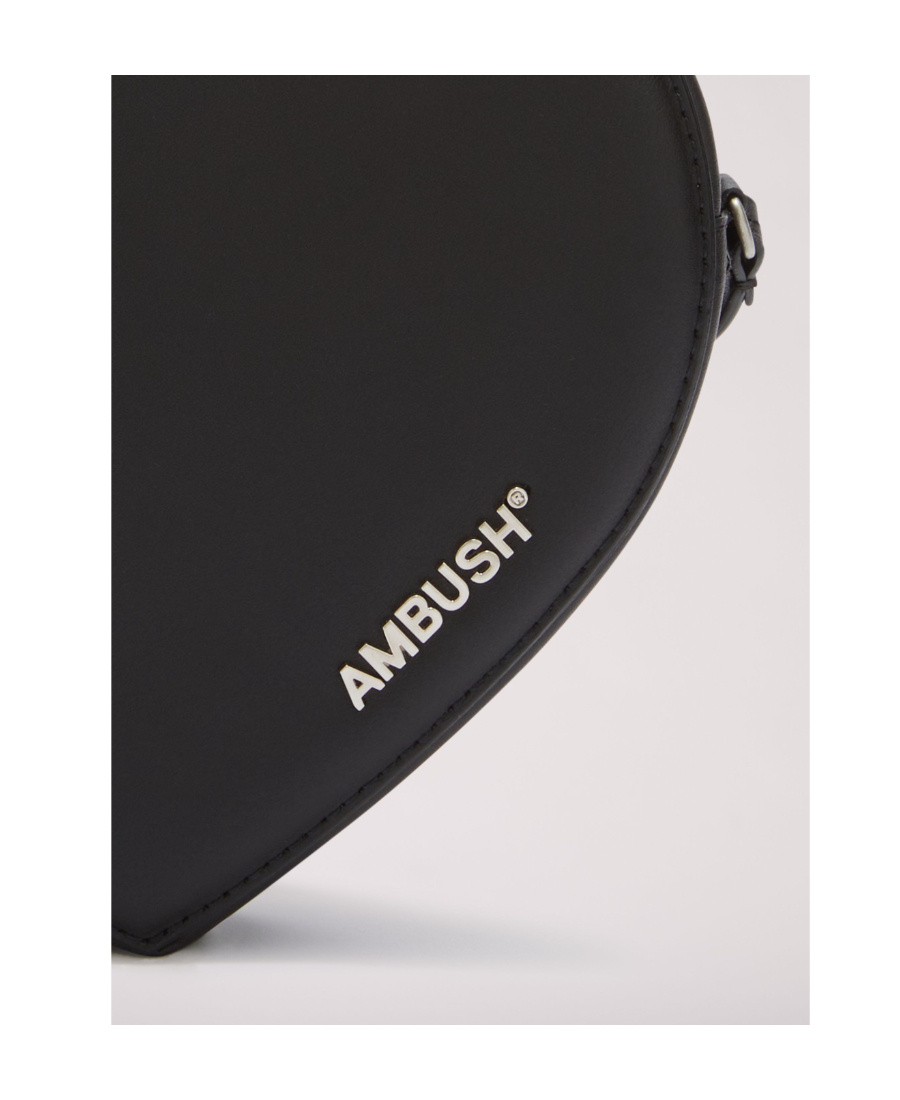 Ambush Heart Leather Crossbody Bag In Black
