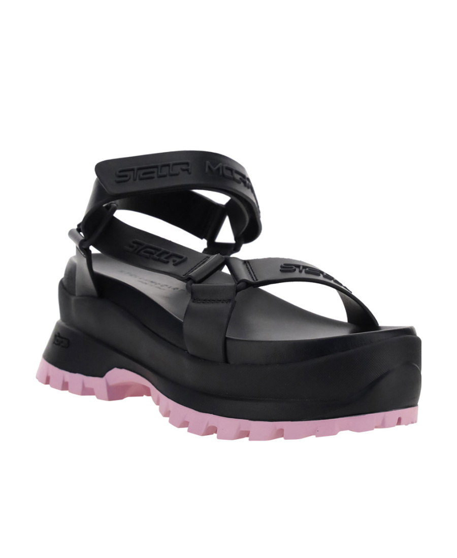 Shop Stella Mccartney Trace Logo-embossed Flatform Sandals In Black