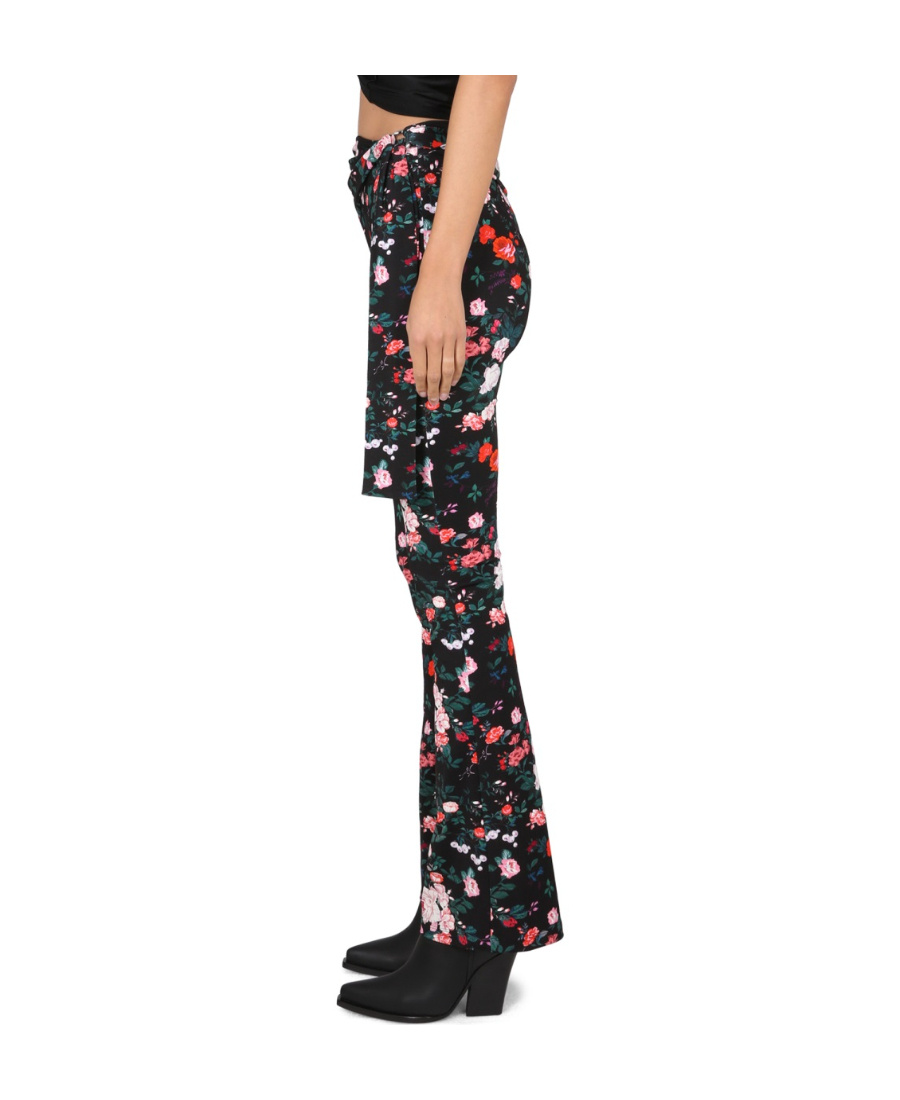 Rabanne Viscose Jersey Printed Flared Trousers In Black