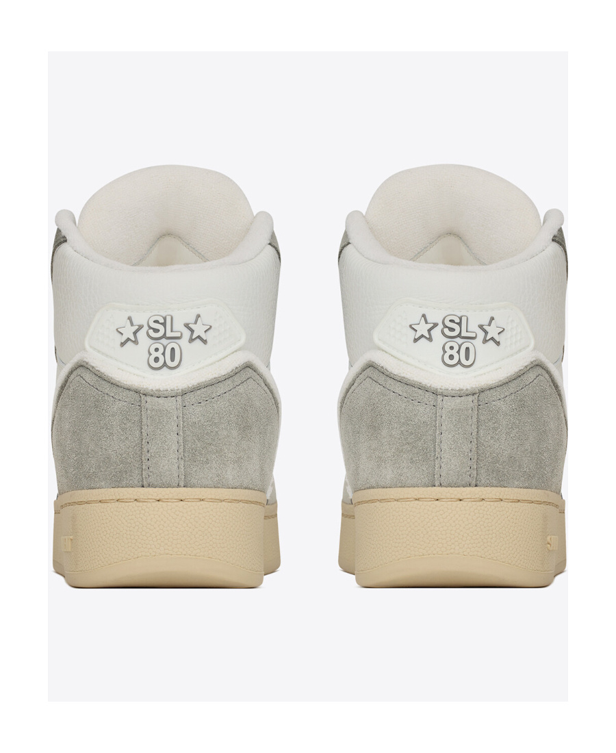 Saint Laurent Sl/80 Sneakers In Leather And Suede In White