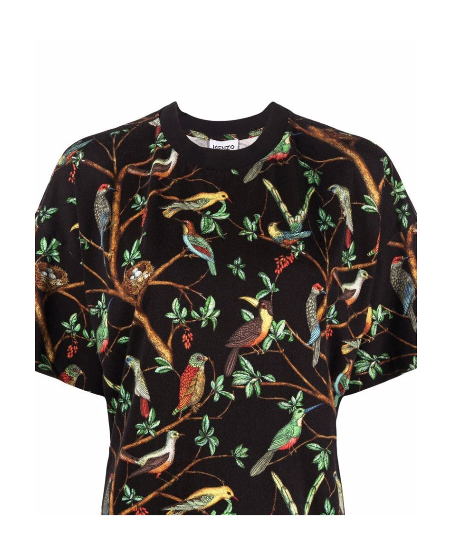 Kenzo Flock Of Birds Print T-shirt In Black