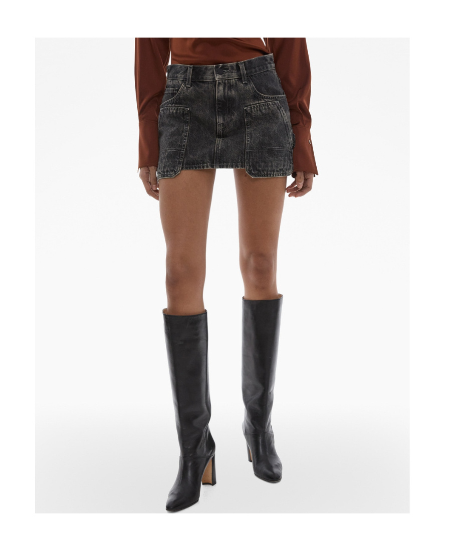 Helmut Lang Black Carpenter Denim Miniskirt In Black