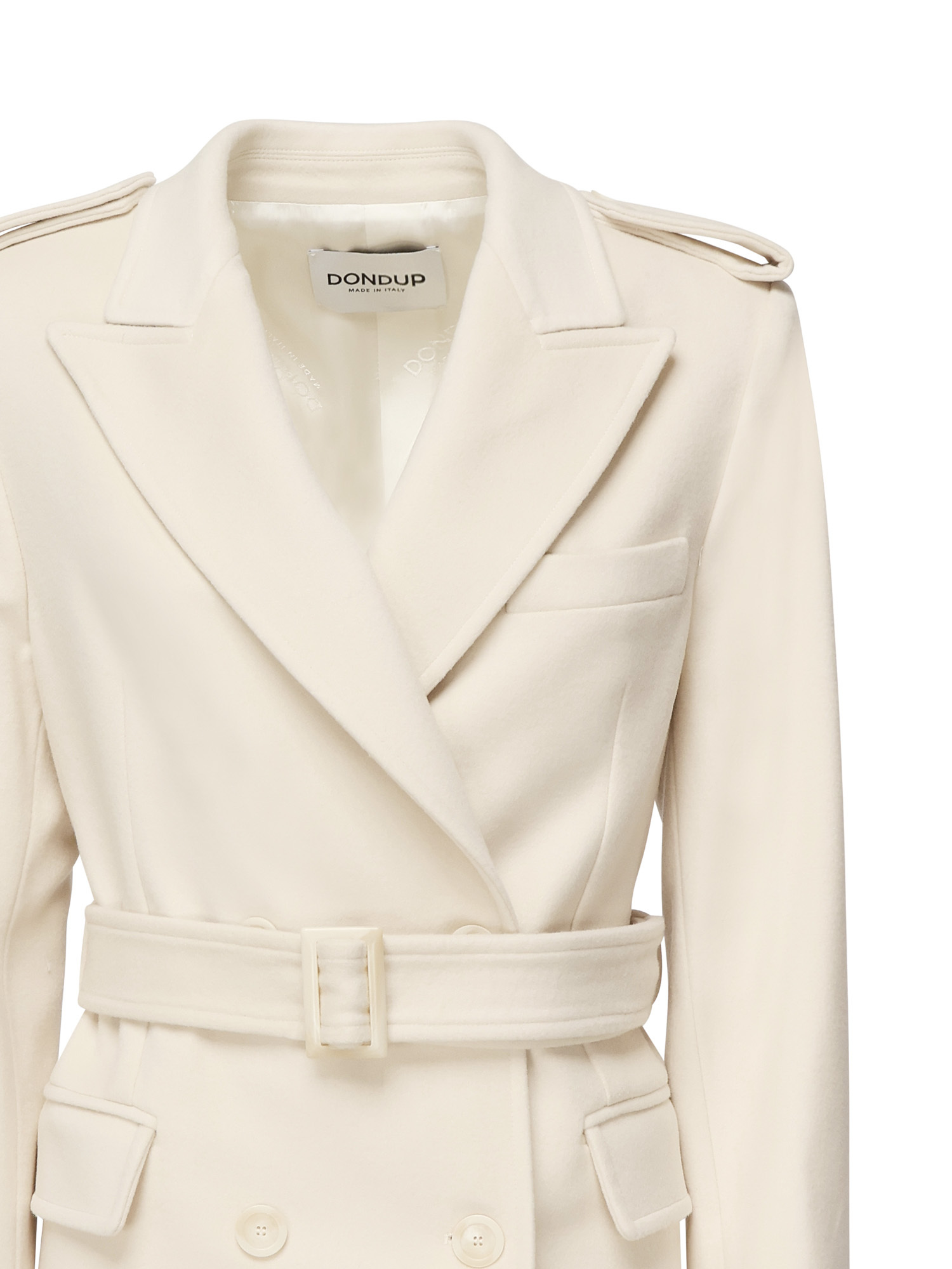 Dondup Double-breasted Coat In White