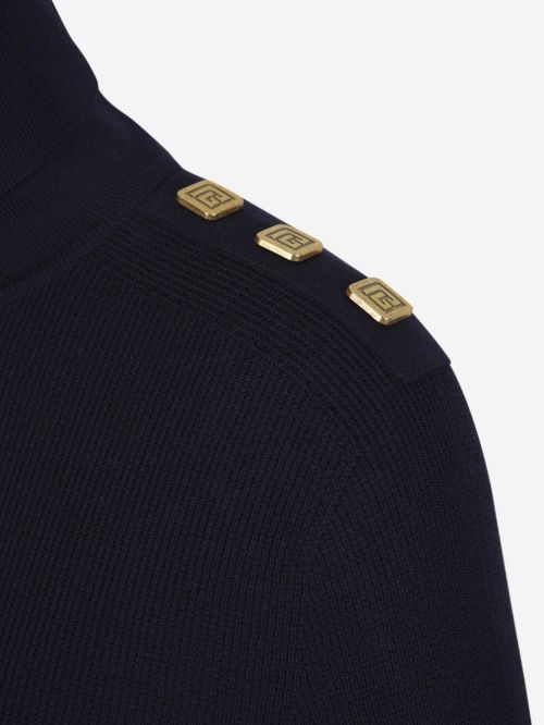 BALMAIN BUTTON-DETAILS MERINO-WOOL JUMPER 