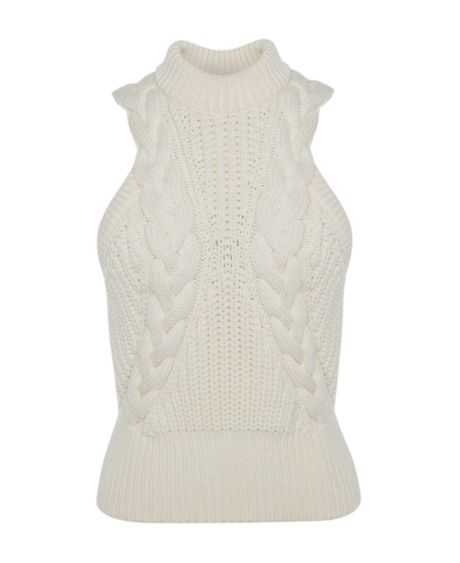 Alexander Mcqueen Cable-knit Wool Top In White