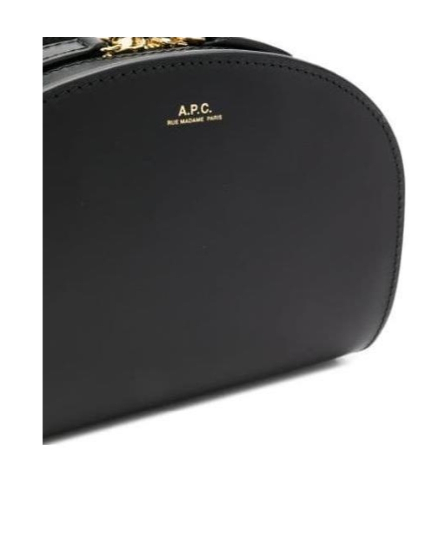 Apc A.p.c. Women Black Leather Mini Demi Lune Shoulder Bag In Black