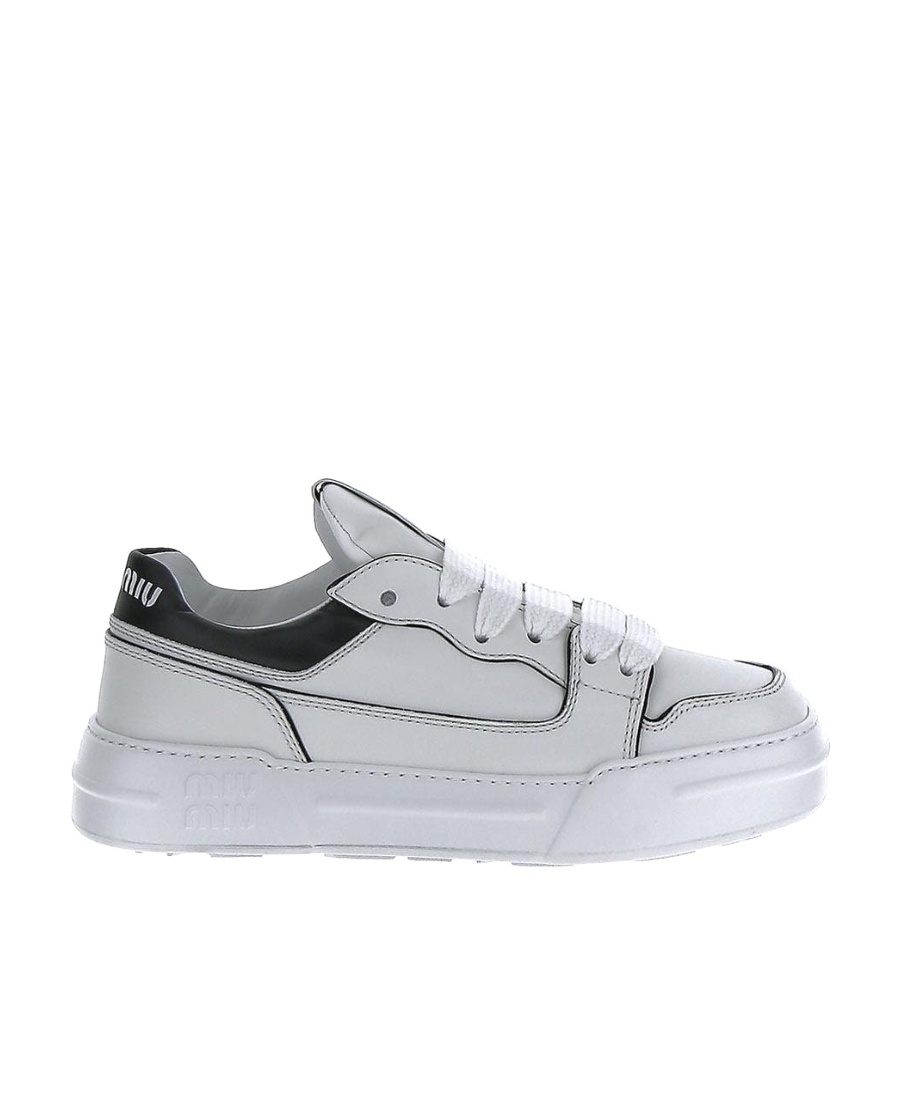 Miu Miu Logo Low-cut Skate Shoes In Gray