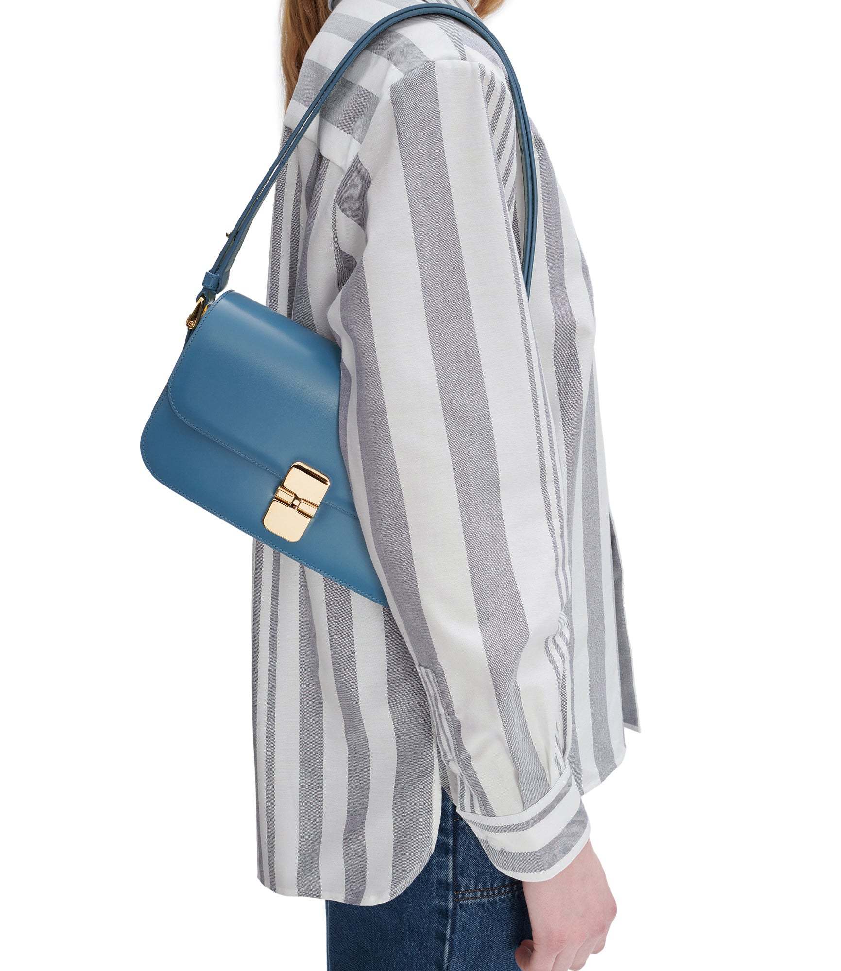 Shop Apc Grace Chaine Leather Clutch Bag In Blue