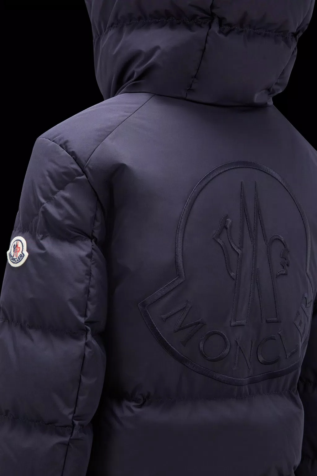 Moncler Zip-up Hooded Padded Jacket In Blue