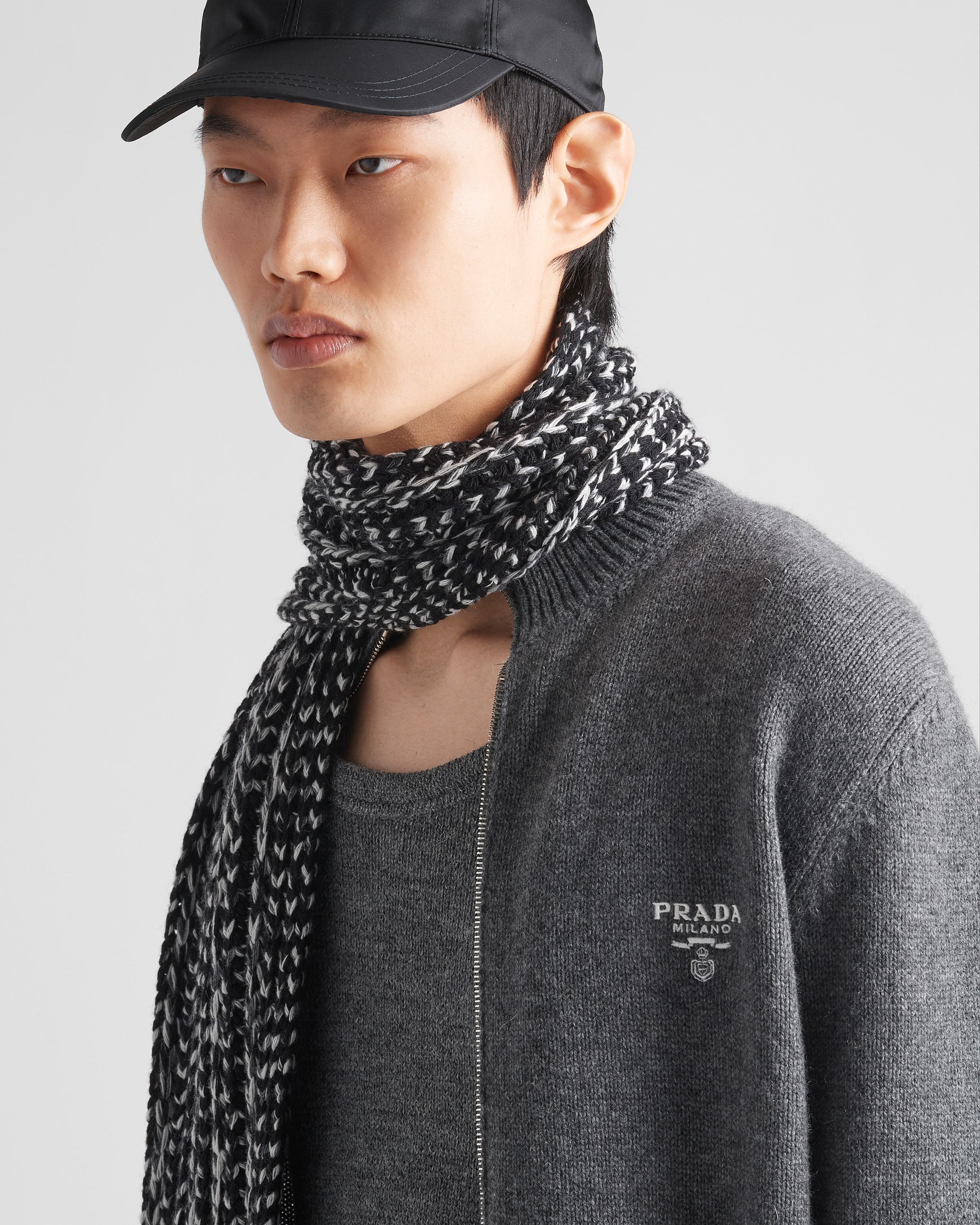 Prada Logo-embroidered Cashmere Sweatshirt In Gray