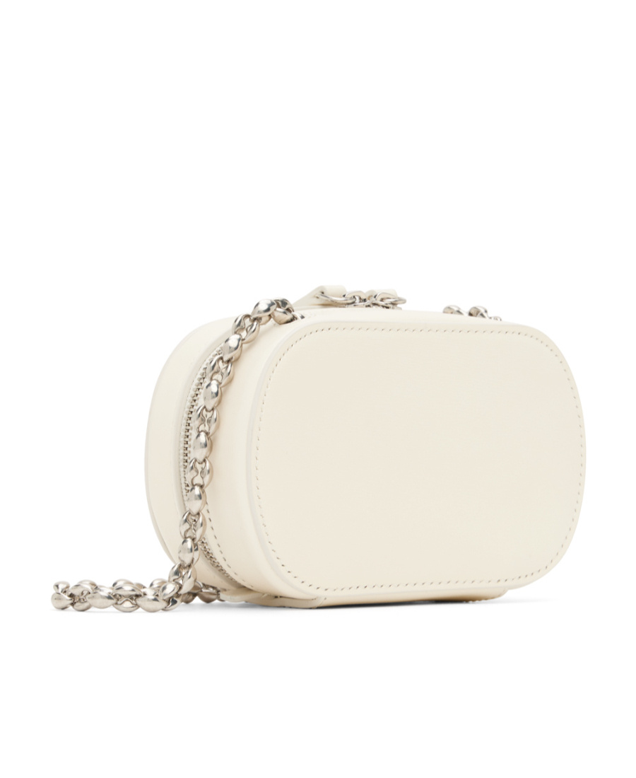 Jil Sander Logo Grain Shoulder Bag In White