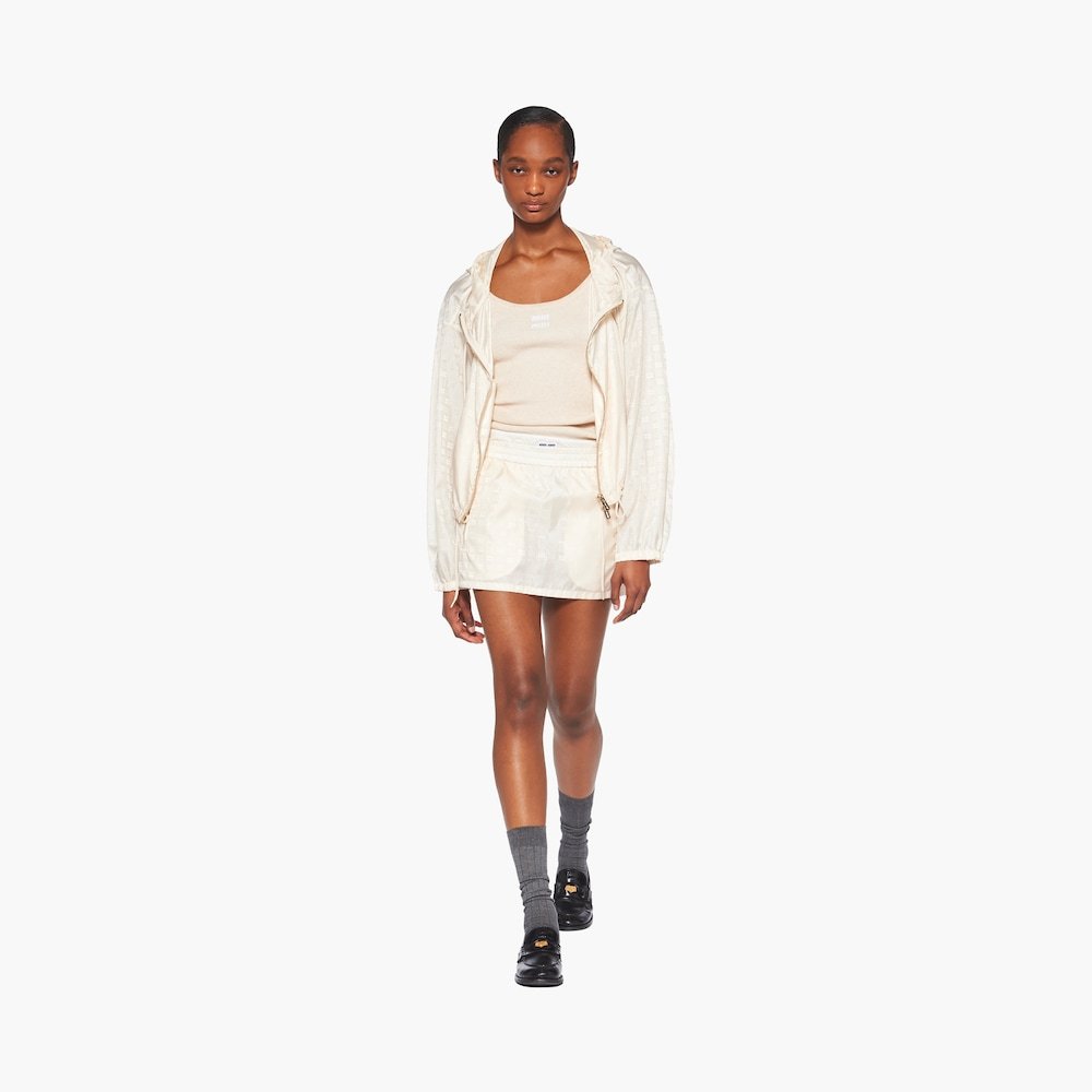 Miu Miu Nylon Miniskirt In Nude