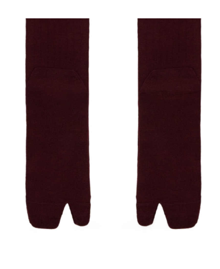 Shop Maison Margiela Tabi-toe Ribbed-knit Socks In Brown