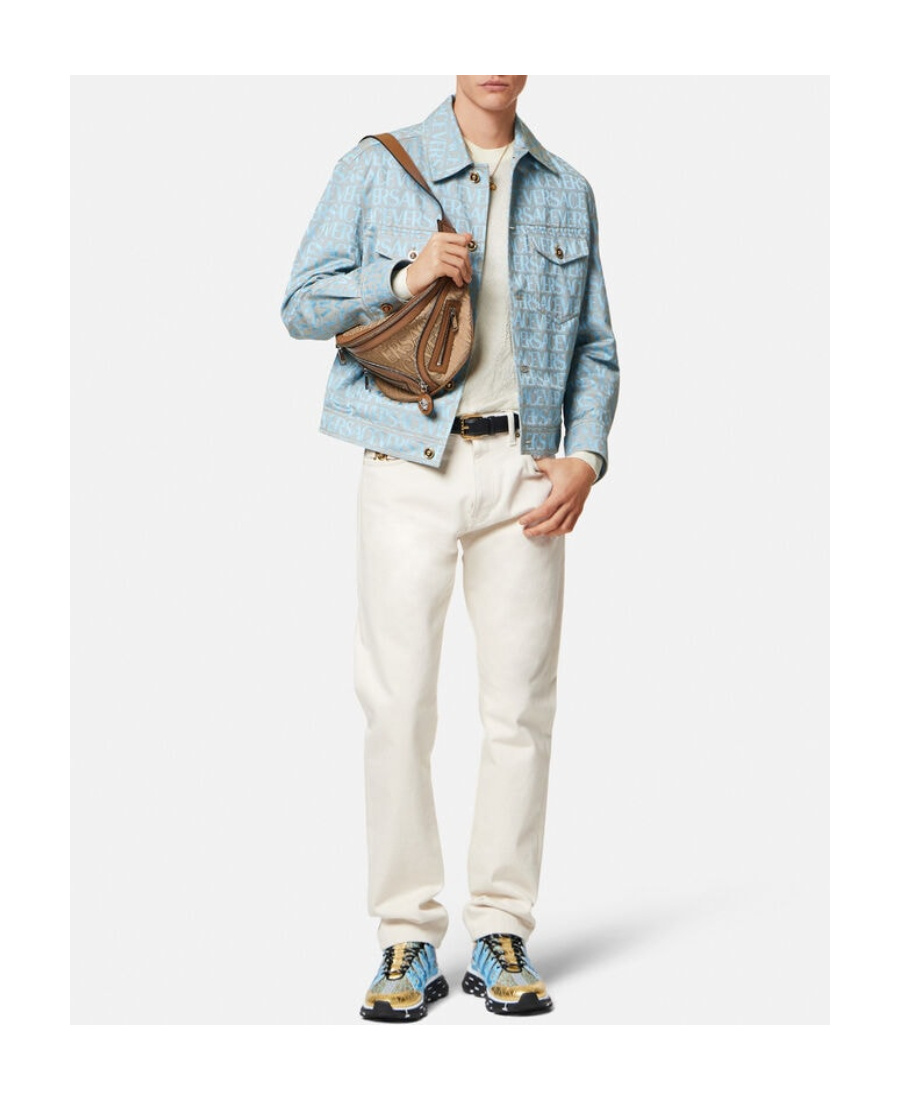 Versace La Greca Cotton-silk Jumper In White