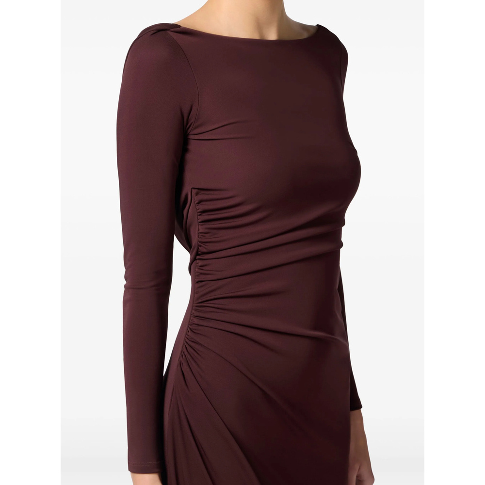 Elisabetta Franchi Drapiertes Jersey-abendkleid In Brown