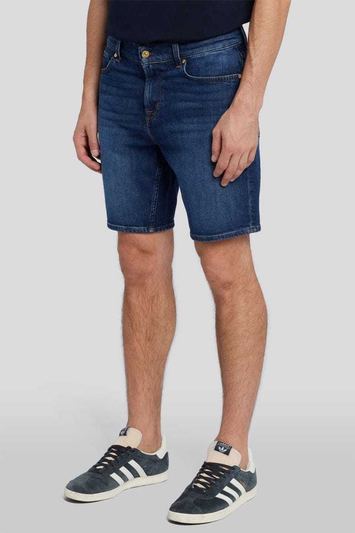 7 For All Mankind Mid-rise Denim Shorts In Blue