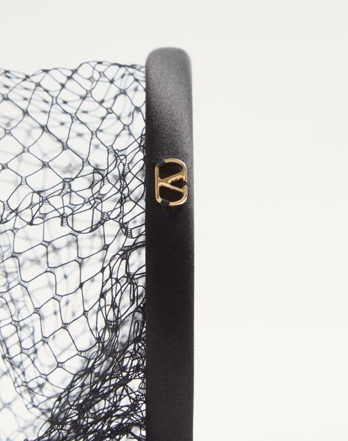 Valentino Velvet With Veil Headband In White