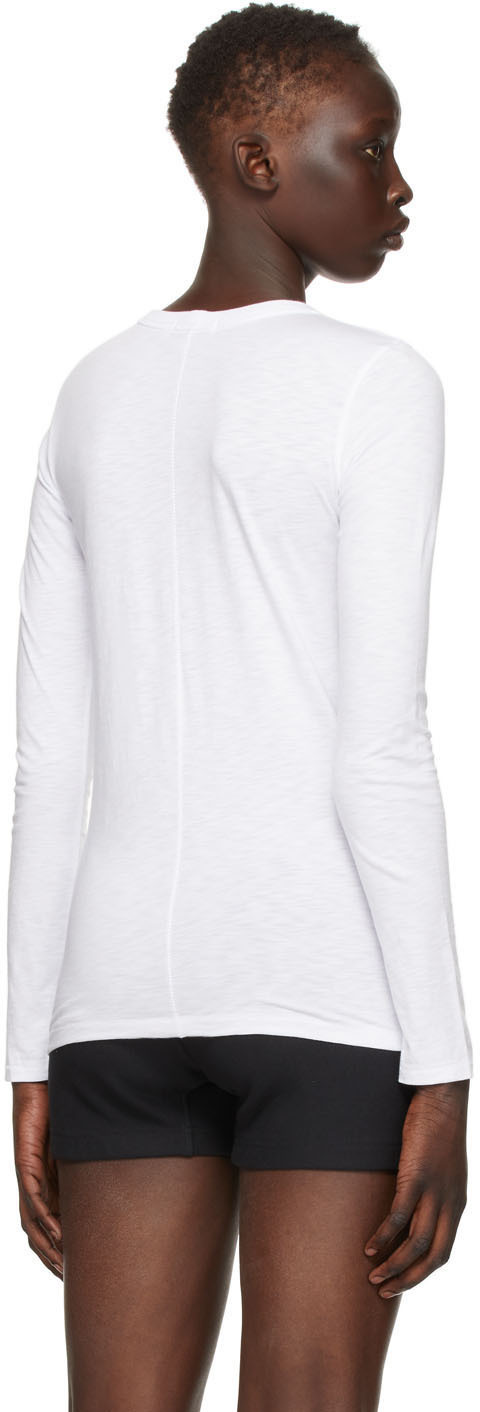 Rag & Bone Logo Round Collar Long-sleeved T-shirt In White