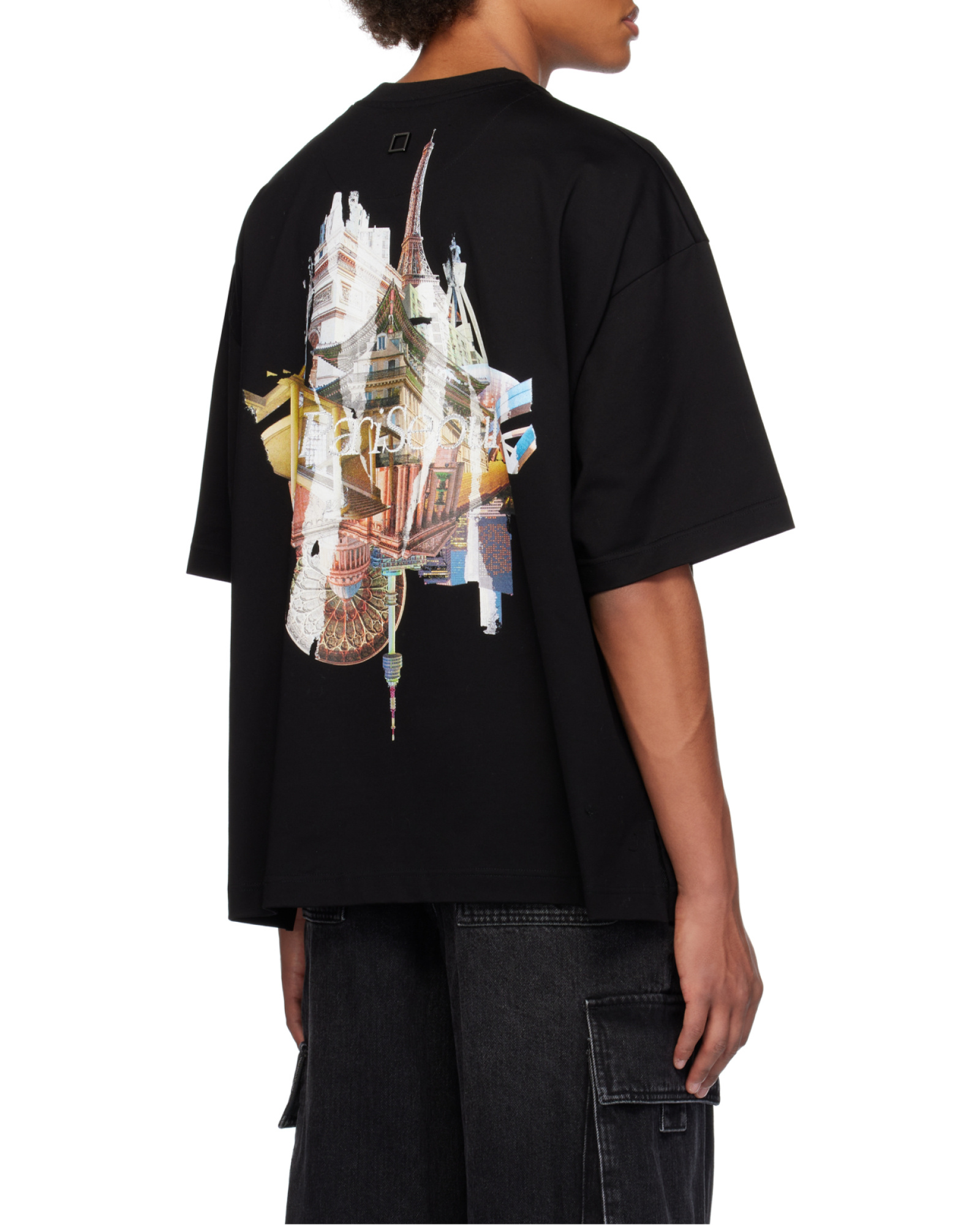 Wooyoungmi Black T-shirt With Maxi Print On The Back In Black