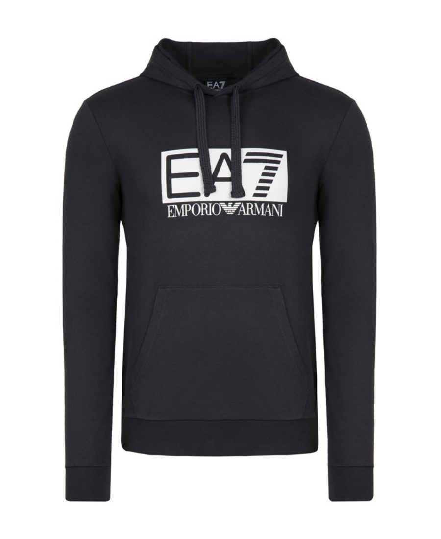 Ea7 Hooded Logo Sweater In Black