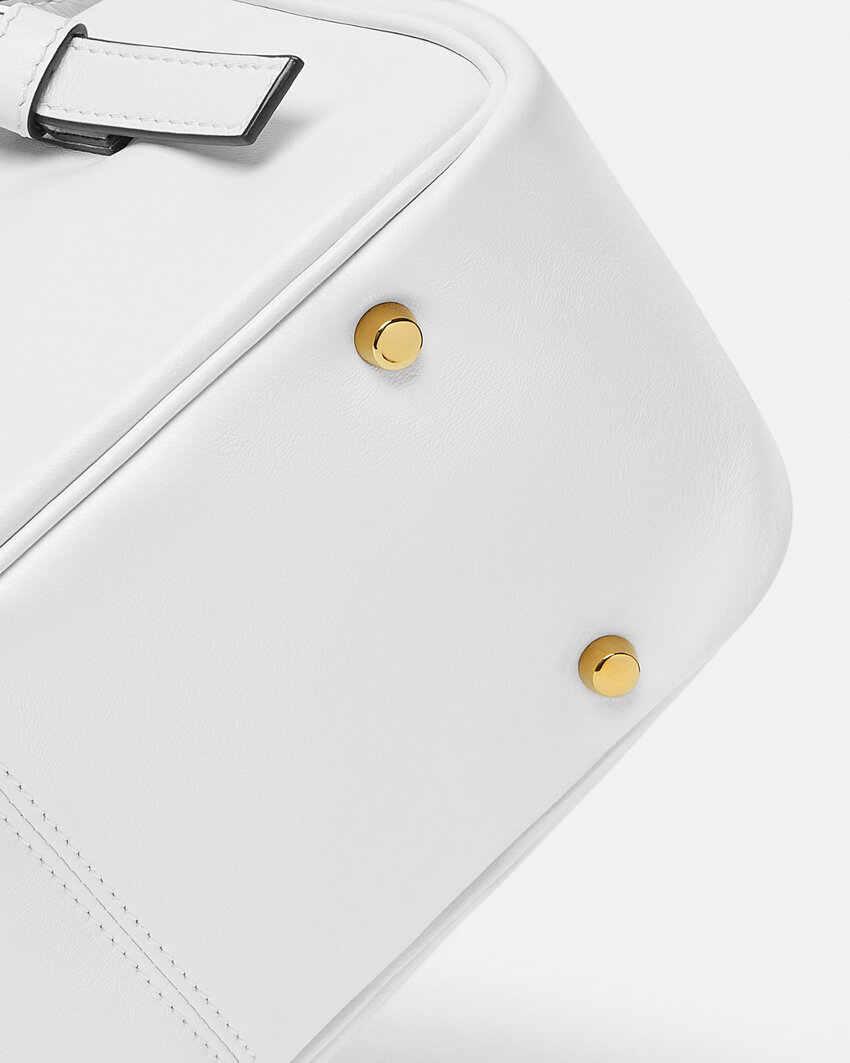 Versace Tag Zipper Shoulder Bag In White