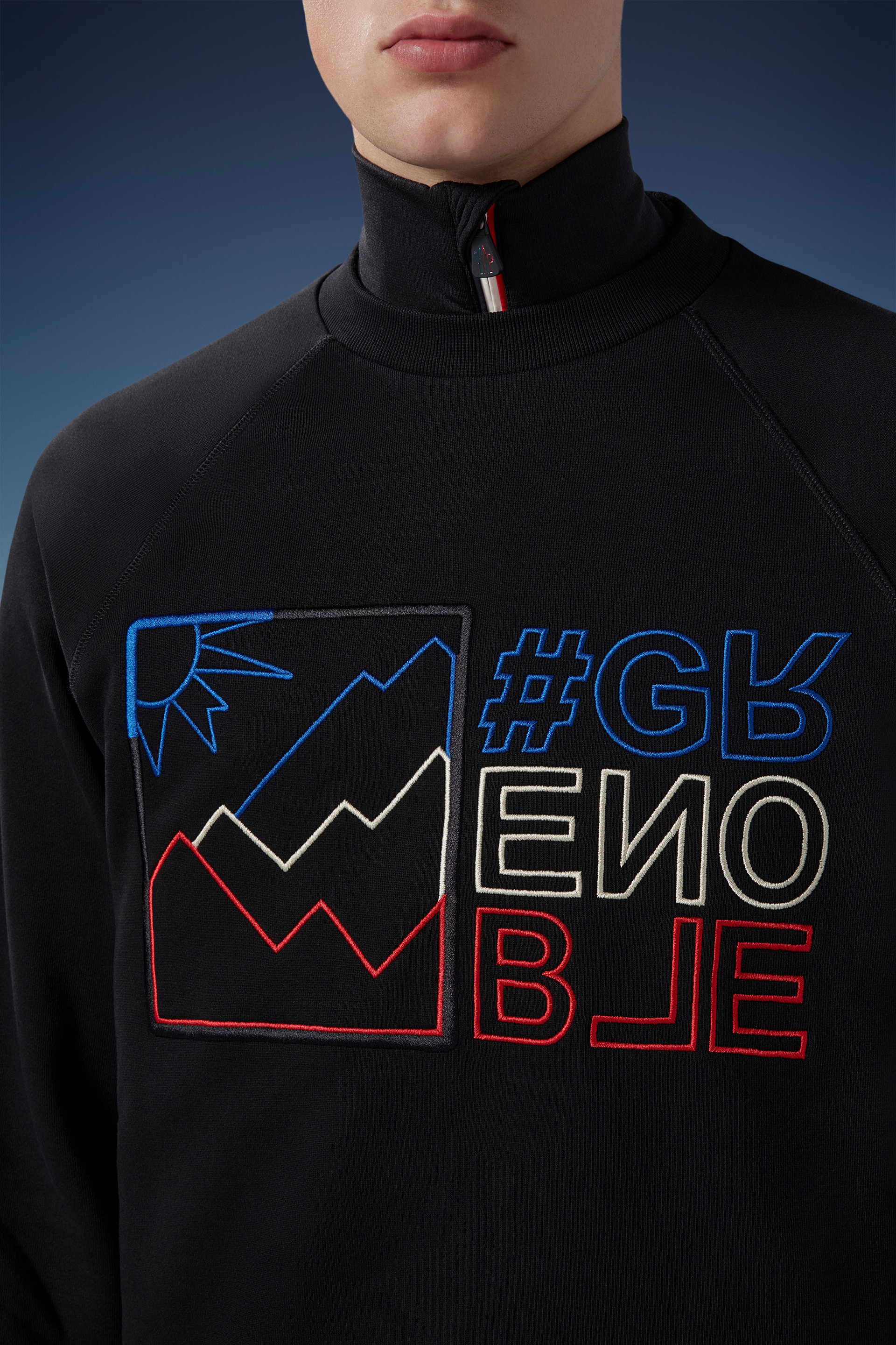 Moncler Logo-embroidered Cotton-jersey Sweatshirt In Black
