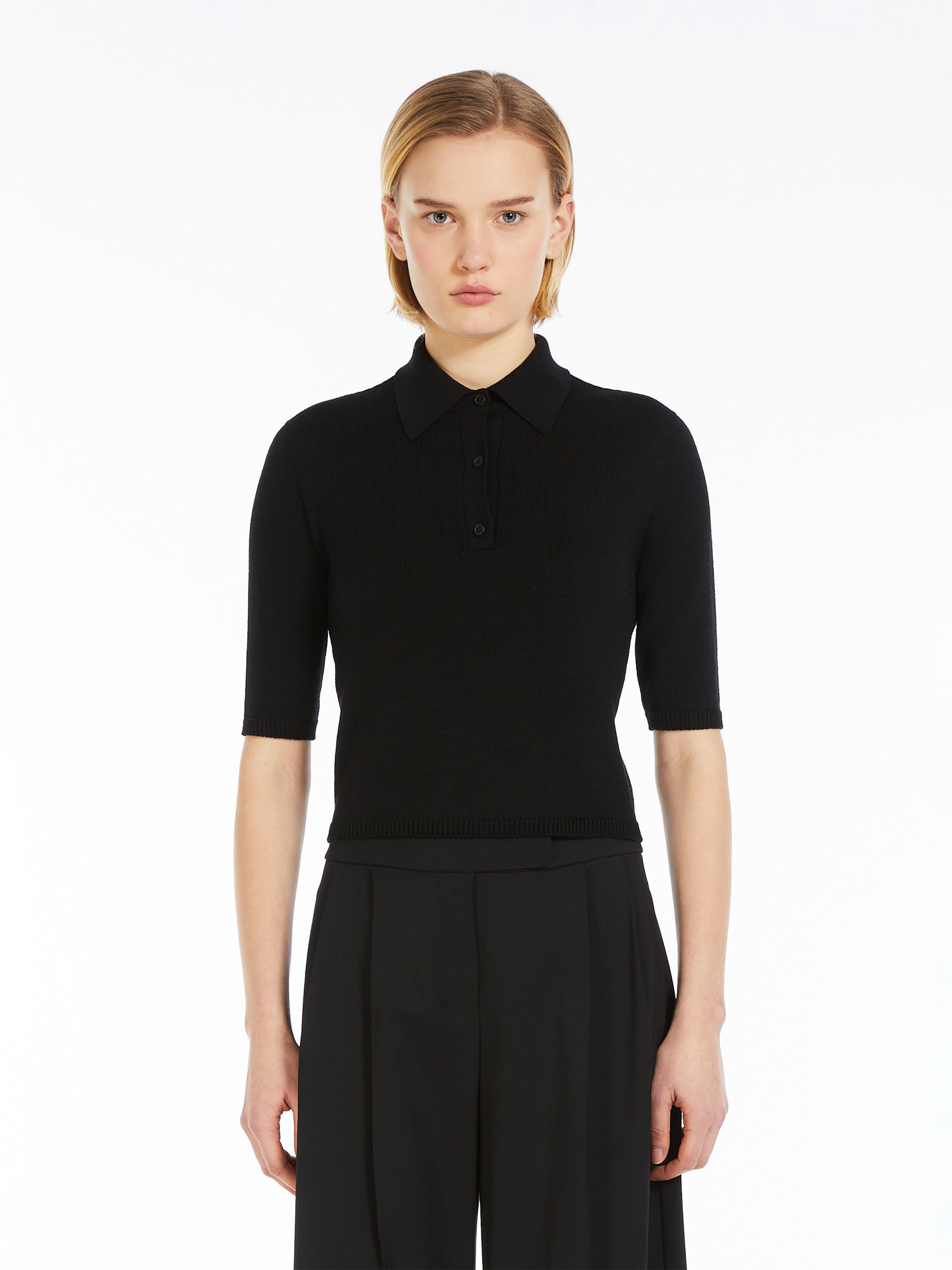 Max Mara Wool Polo Neck Sweater In Black