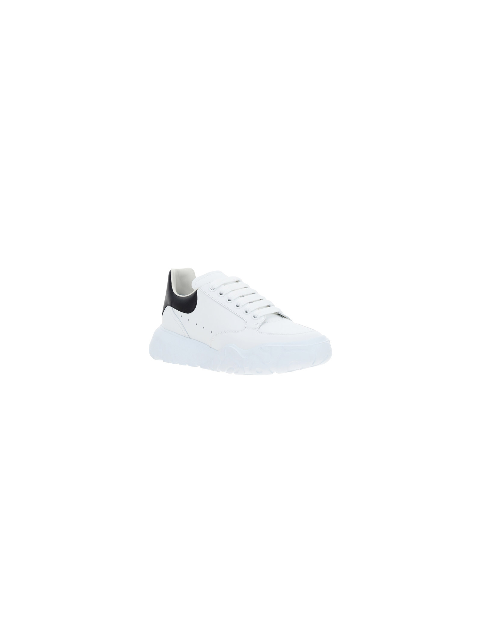Alexander Mcqueen Leopard Sole Suede Heel Tab Leather Sneakers In White