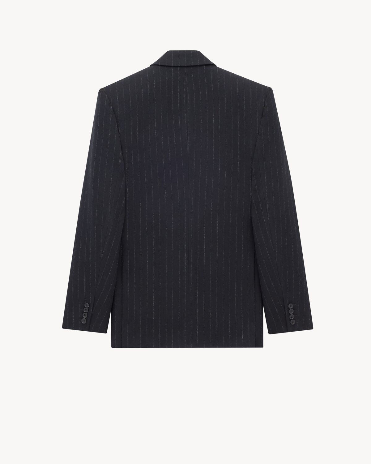 Saint Laurent Pinstripe Jacket In Brushed Wool And Cashmere Flannel In Black