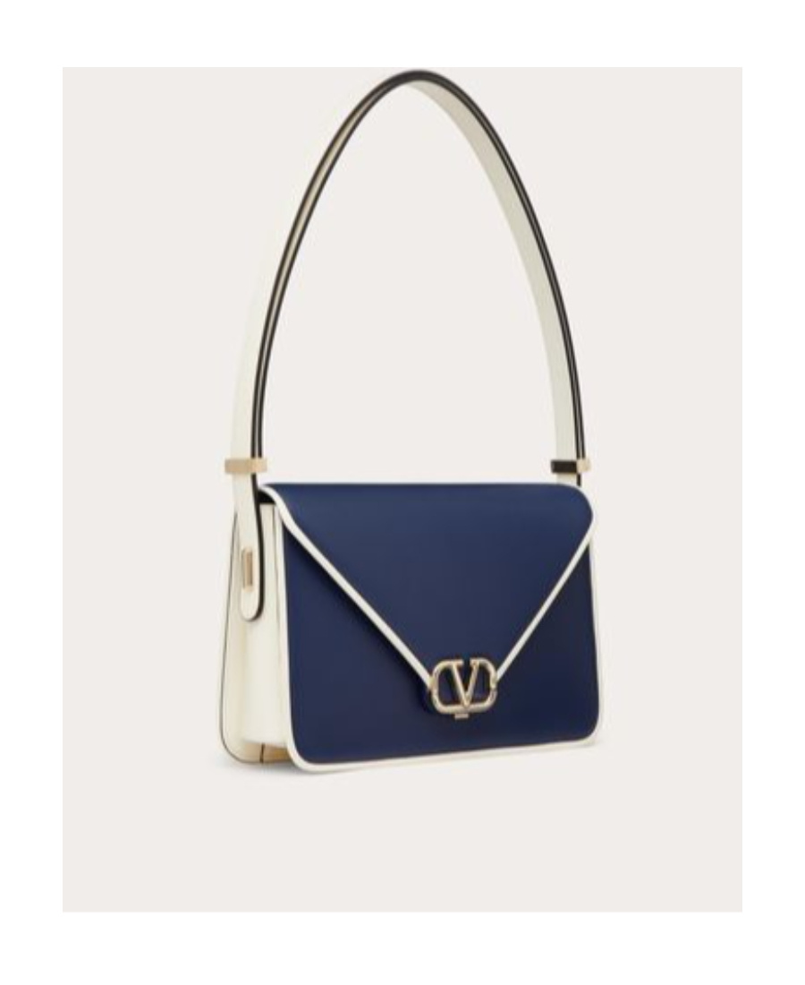 Valentino Vlogo Letter Two-tone Bag In Blue