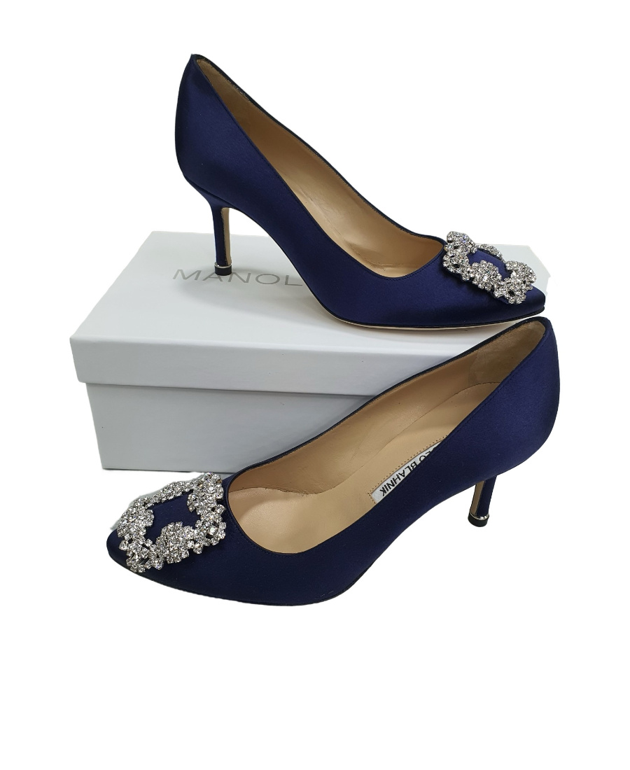 MANOLO BLAHNIK CRYSTAL BUCKLE DETAIL DESIGN HIGH HEELS