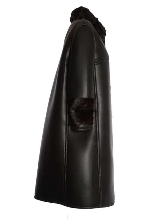 N°21 Faux-fur Collar Coat In Black