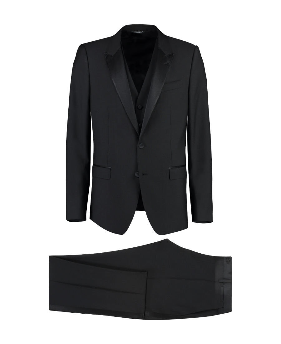 Dolce & Gabbana Three-piece Suit In Wool And Silk In Black