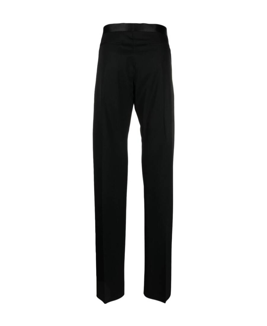 Givenchy Slim Fit Tailored Pants In Wool With Satin In Black
